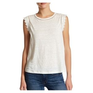 Rebecca Taylor Embroidere Linen Top L White Summer